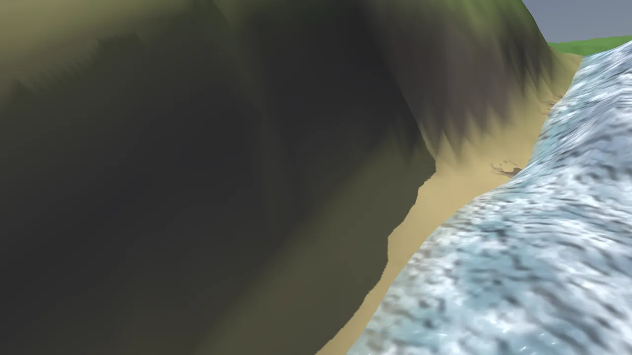 Gap: Coastal river mouth carved too wide