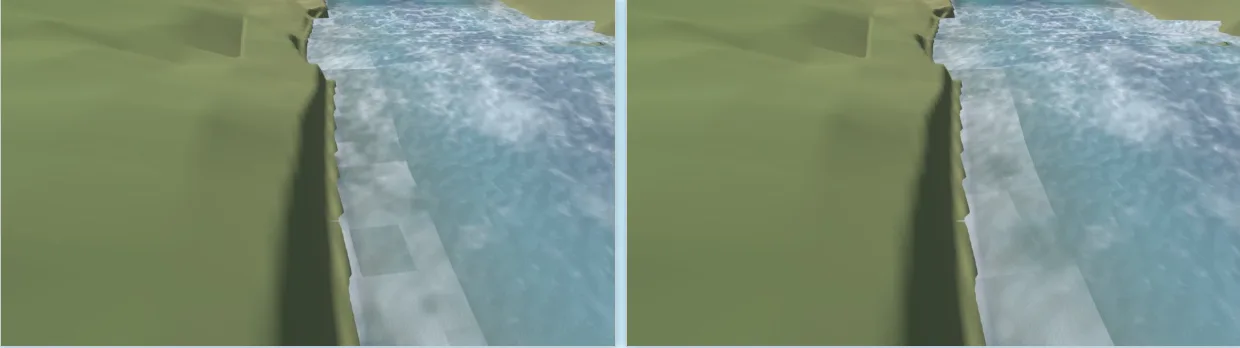 Doubling the effect's swirl-pattern size doubles the visible tiling, proving the tiles belong to the effect and not the rock
