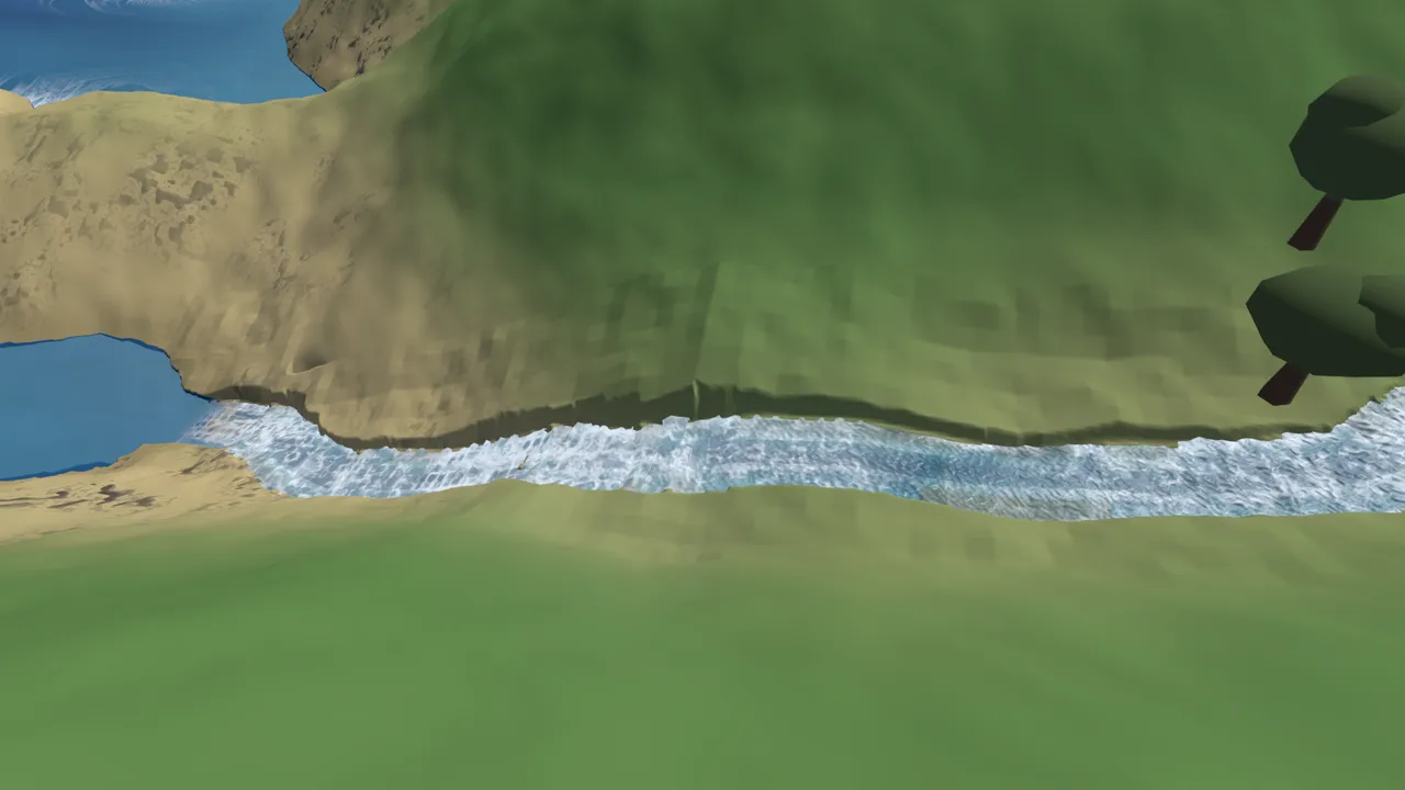 The same river reach rendered at 2.5x vertical exaggeration