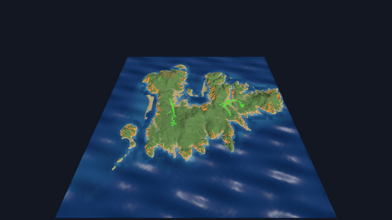 R2IA world map — an island generated from satellite elevation data